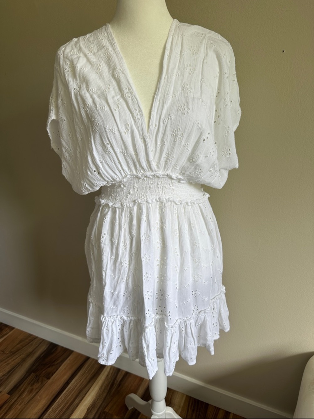 blue island White Eyelet Swim Coverup